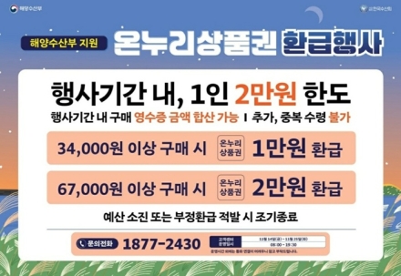 천안시, 23일까지 전통시장 온누리상품권 환급행사…최대 30%