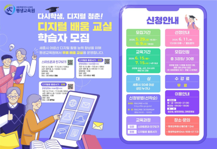 세종평생교육원, ‘디지털 배움 교실’ 운영…50세 이상 시민 대상 학습자 모집