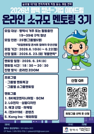평택시, ‘청년-기업 이어드림 온라인 멘토링 3기’ 참여자 모집