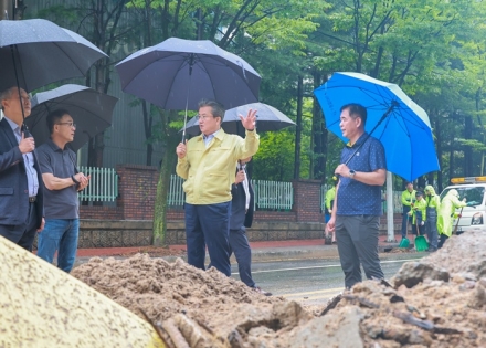 정용래 유성구청장, 호우피해 현장 찾아 신속복구 지시