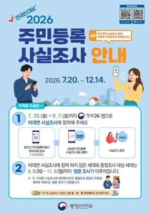 괴산군, 2026년 주민등록 사실조사 실시