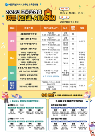 세종교육문화원, 여름방학 맞아 ‘온(溫·All)성장 주간’ 운영