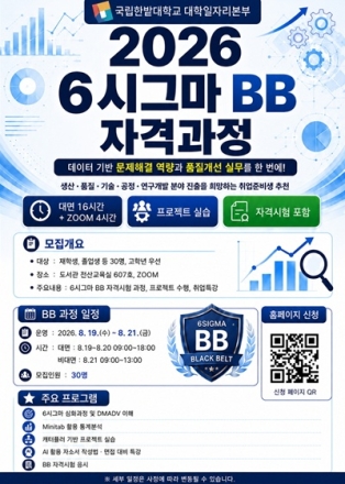 국립한밭대, ‘2026년 6시그마 BB 자격과정’ 운영