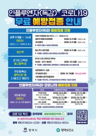 평택시, 독감 유행 빨라지자 예방접종 일정 앞당긴다