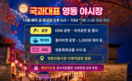 영동전통시장, 10월 매주 금·토 ‘국(악)과(일)대표 야시장’