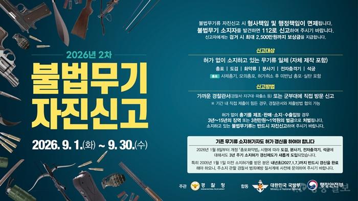 세종경찰청, 9월 한 달간 불법무기 자진신고 기간 운영